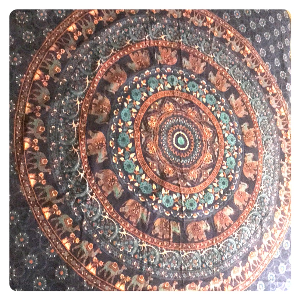 Large wall Blue Tapestry: Navy & Teal - Mandala